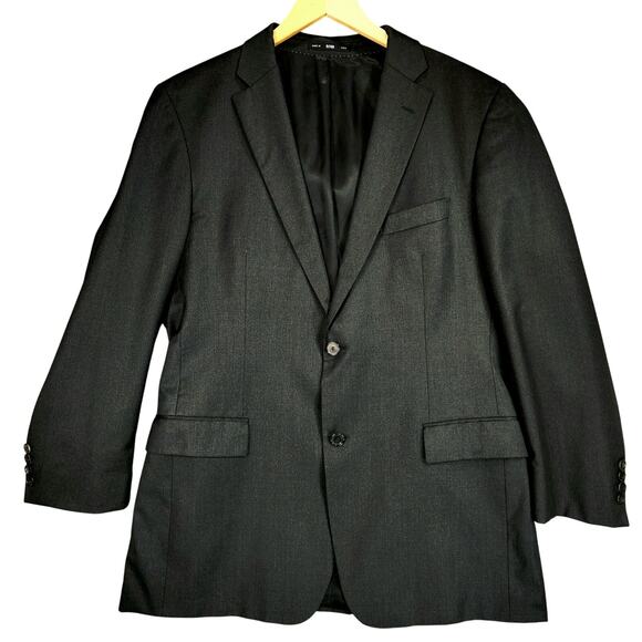 Hugo Boss Sport Coat 44L Men Super 100 Pasolini Movie Black Wool Suit Blazer USA - Picture 1 of 14